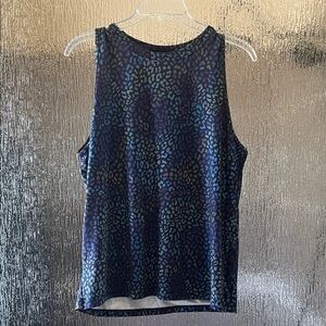 Fabletics Navy and Teal Leopard Tank Top